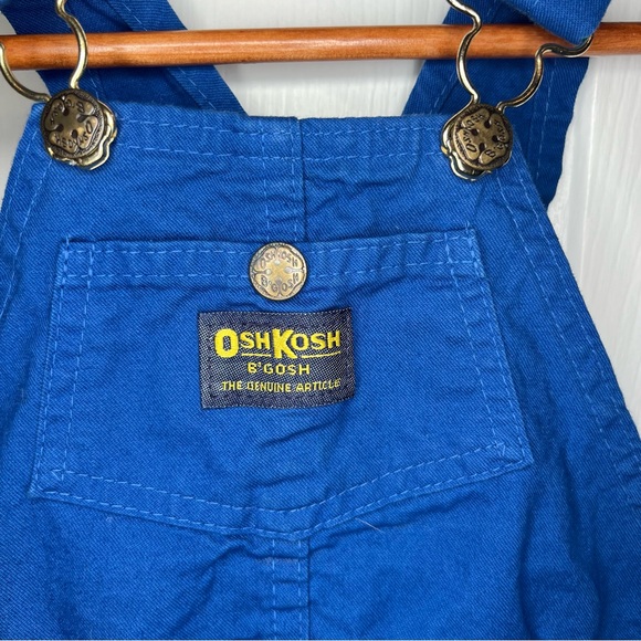 Vtg 90s Oshkosh B'Gosh Unisex Sz 5 Royal Blue Shortall Short Overalls Vestback - Picture 2 of 7